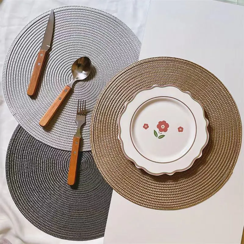 Tableware Placemat Mat, PP Non-Slip Wire Woven Table Decoration Dinner Kitchen Pad for Cooking Baking