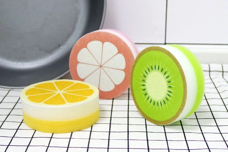 Fruit Pattern Cleaning Sponge Pad for Kitchen Use, Sponge Scouring Pads