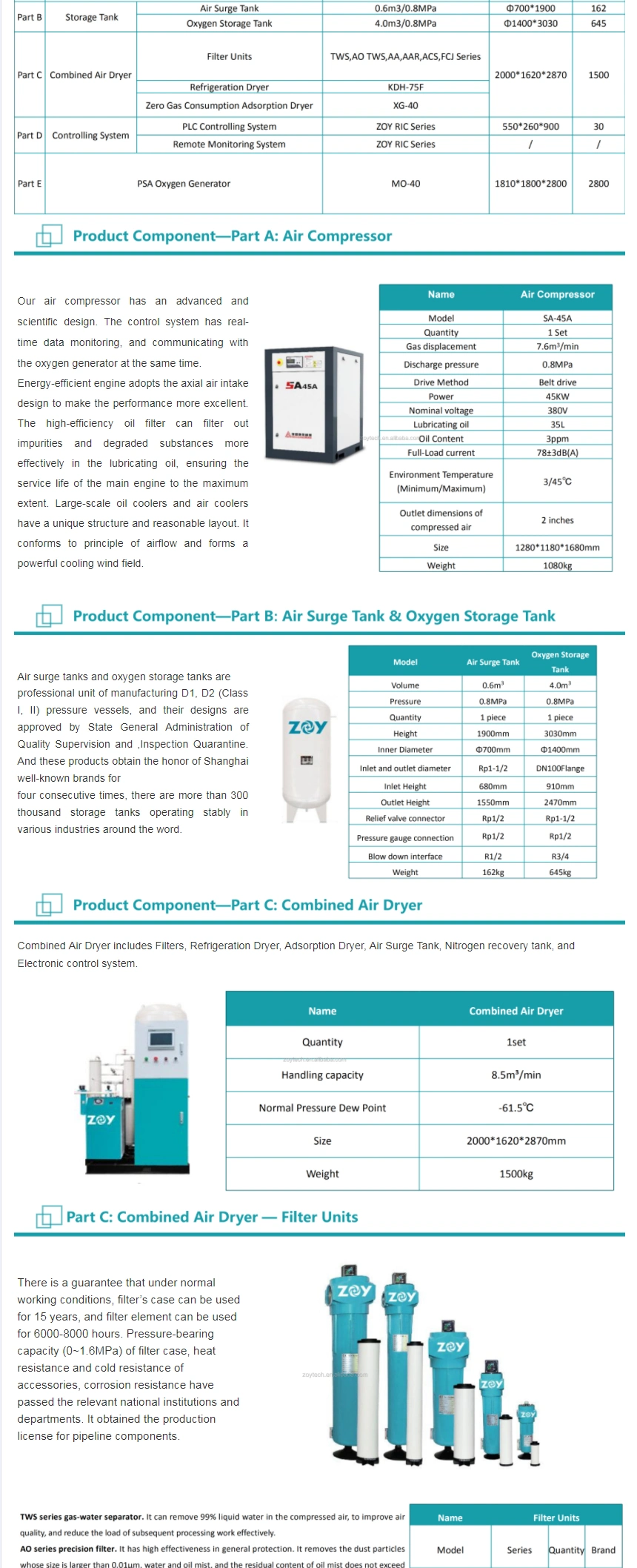 Manufacturer Medical Equipment Psa Oxygen Generating System Oxygen Filling Plant for Hospital