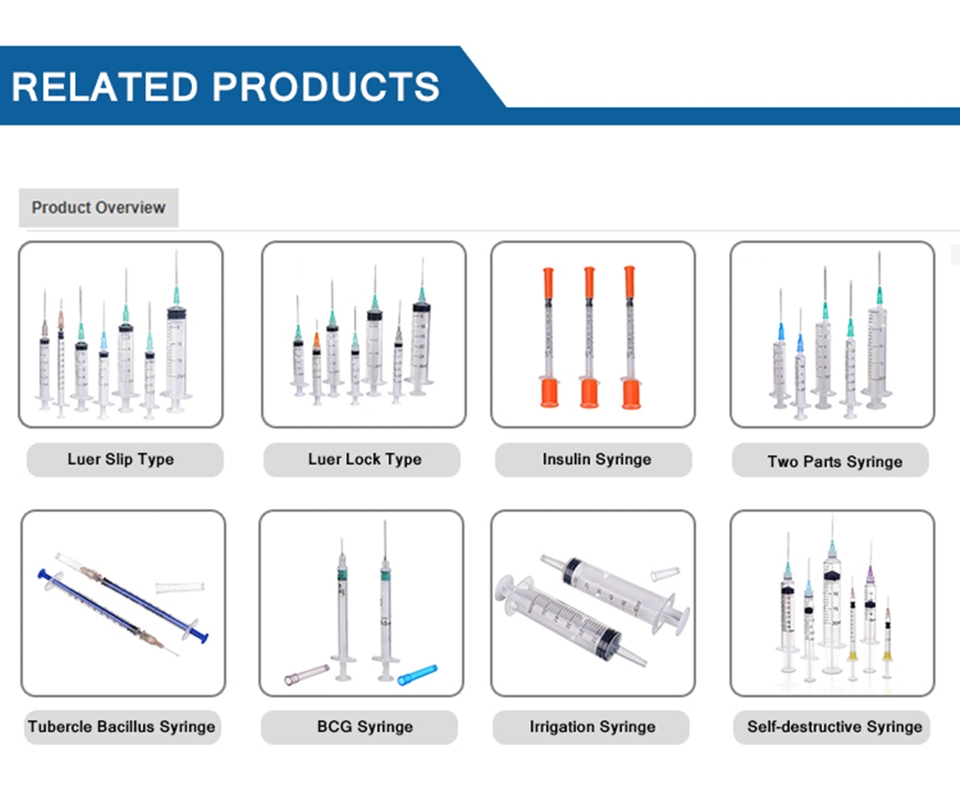 Disposable Plastic Medical Luer/Slip Lock Syringe Injection Syringe with Needle